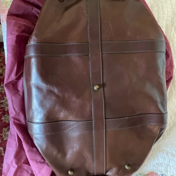 Large Leather Duffle Satchel Bag - Dark Brown - Like New - Istanbul - DeRidgi